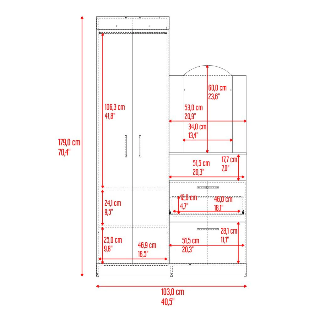 CLOSET TOCADOR PRAGA, WENGUE, CON DISEÑO MODERNO INCLUYE ESPEJO - Image 17