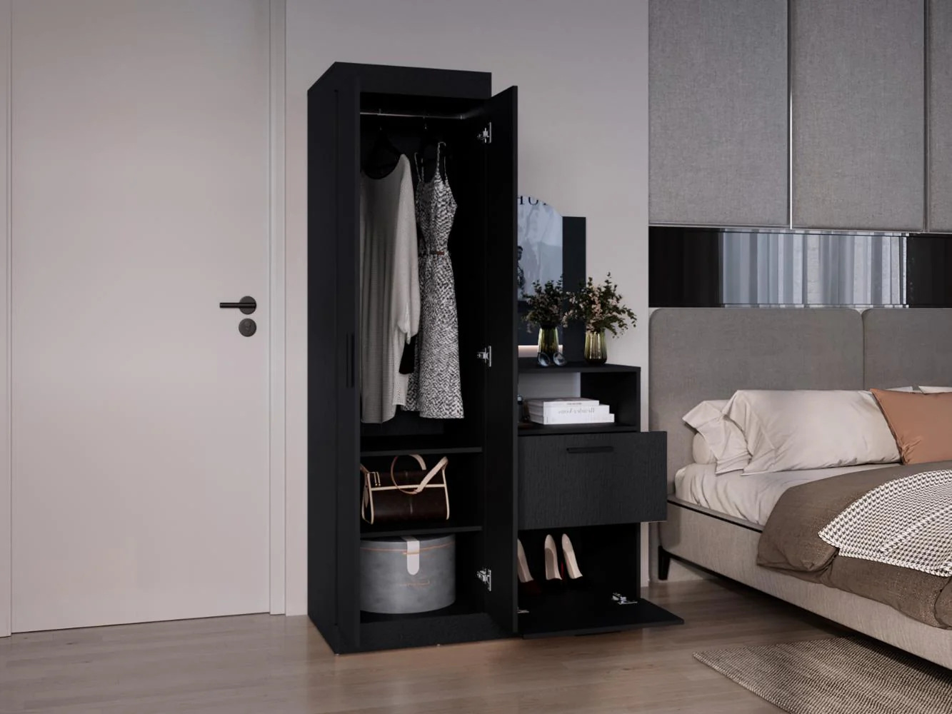 CLOSET TOCADOR PRAGA, WENGUE, CON DISEÑO MODERNO INCLUYE ESPEJO - Image 6