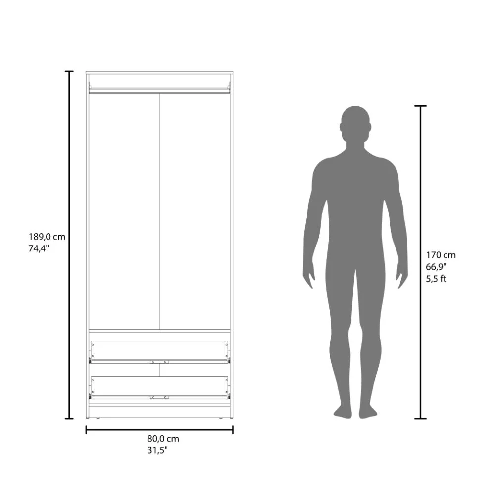 CLOSET WEND, WENGUE, CON DOS CAJONES Y DOS PUERTAS BATIENTES ZF - Image 7
