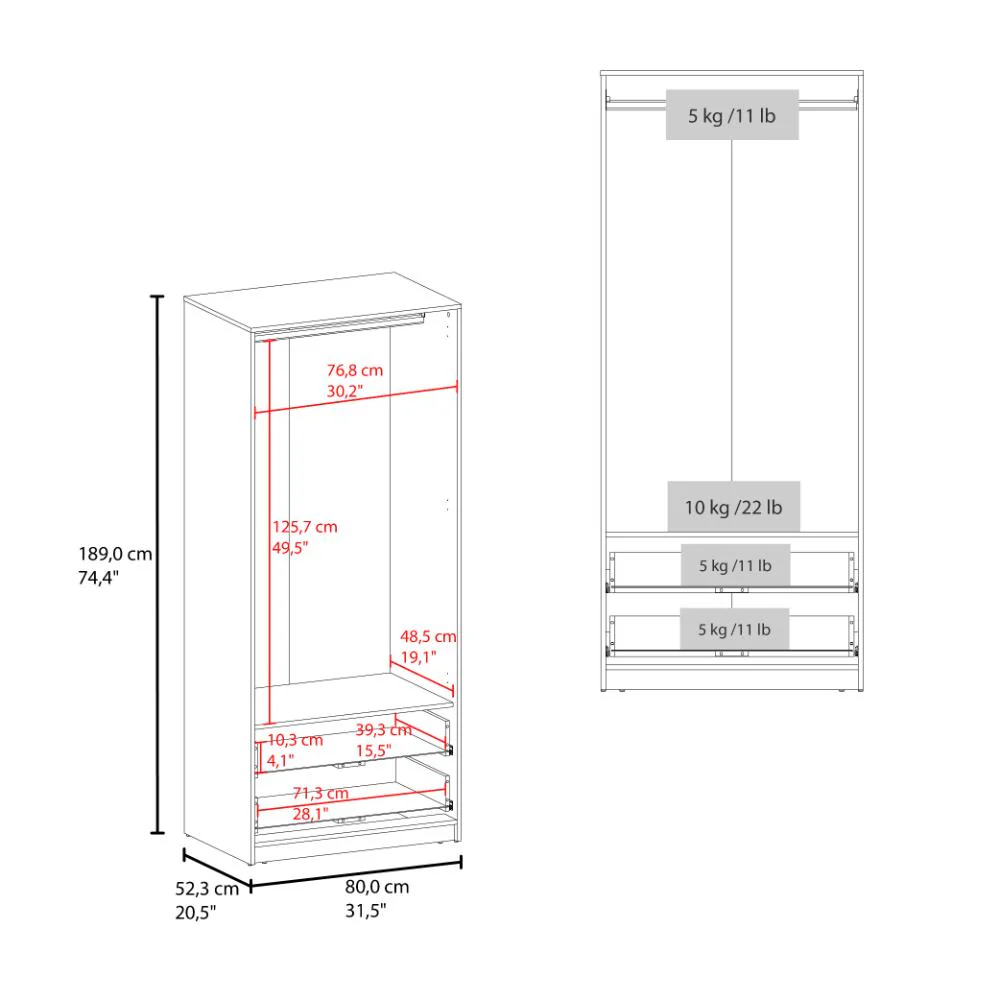 CLOSET WEND, WENGUE, CON DOS CAJONES Y DOS PUERTAS BATIENTES ZF - Image 8