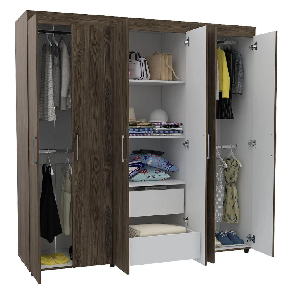 CLOSET ZAFIRO, CHOCOLATE, CON DOS CAJONES MULTIUSOS Y SEIS PUERTAS ABATIBLES - Image 2