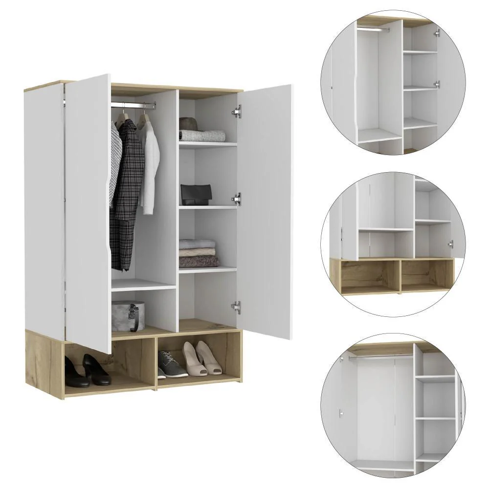 CLOSET ZAPATERO VICKTUS, BLANCO Y CAFÉ CLARO, CON DOS PUERTAS BATIENTES, AMPLIOS ESPACIOS PARA ALMACENAMIENTO - Image 10