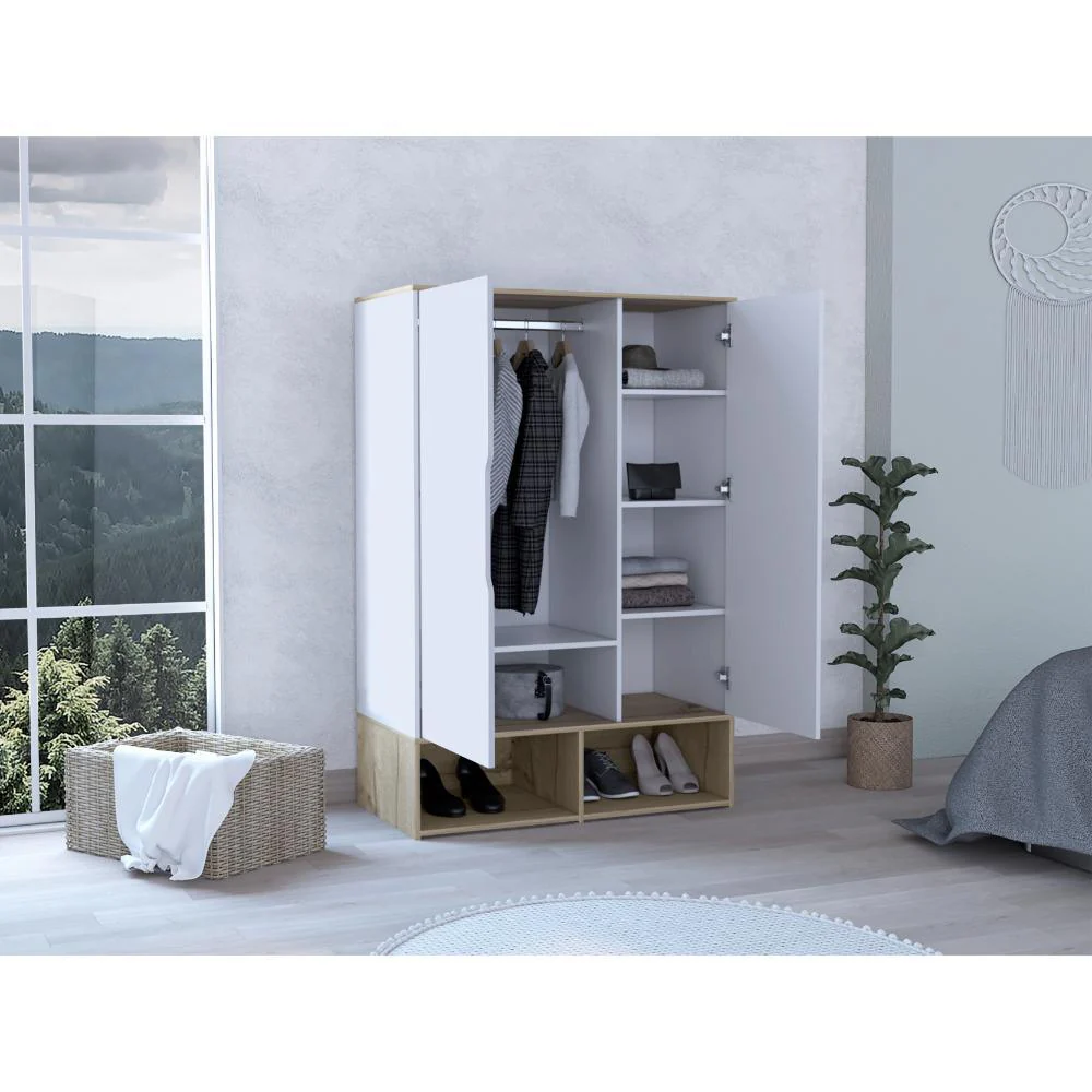 CLOSET ZAPATERO VICKTUS, BLANCO Y CAFÉ CLARO, CON DOS PUERTAS BATIENTES, AMPLIOS ESPACIOS PARA ALMACENAMIENTO - Image 4