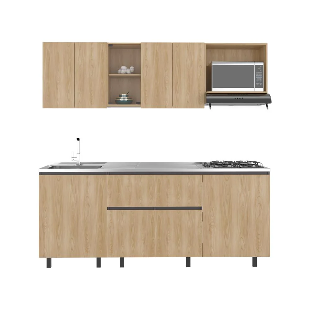 COCINA INTEGRAL AMANTIA, FRESNO EUROPEO Y PLATA OSCURO, NO INCLUYE MESON
