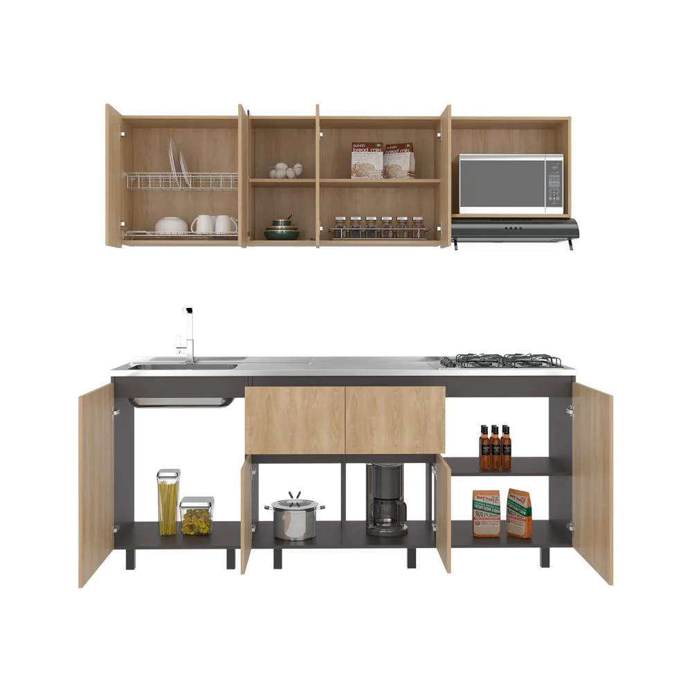 COCINA INTEGRAL AMANTIA, FRESNO EUROPEO Y PLATA OSCURO, NO INCLUYE MESON - Image 2