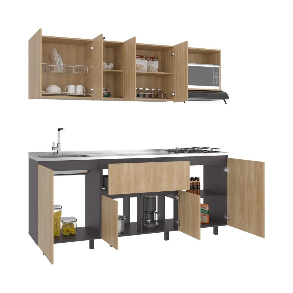 COCINA INTEGRAL AMANTIA, FRESNO EUROPEO Y PLATA OSCURO, NO INCLUYE MESON - Image 3