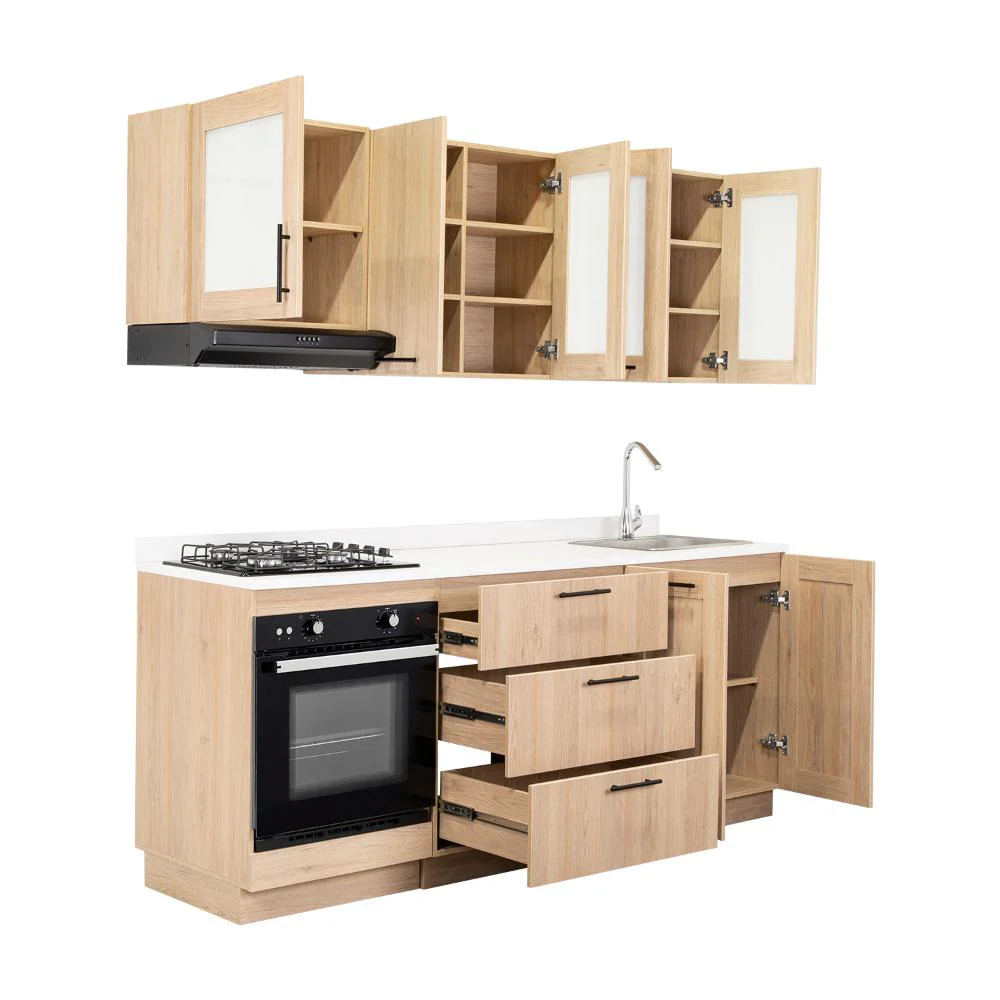 COCINA INTEGRAL ELICA, BEIGE, INCLUYE MESÓN DERECHO CON ESTUFA 4 PUESTOS A GAS + CAMPANA + HORNO - Image 2