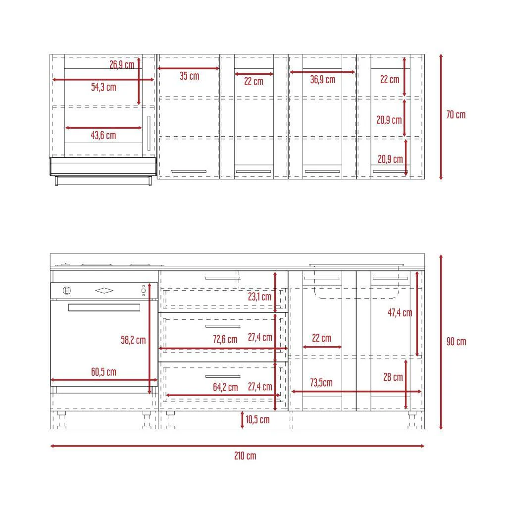 COCINA INTEGRAL ELICA, BEIGE, INCLUYE MESÓN DERECHO CON ESTUFA 4 PUESTOS A GAS + CAMPANA + HORNO - Image 21