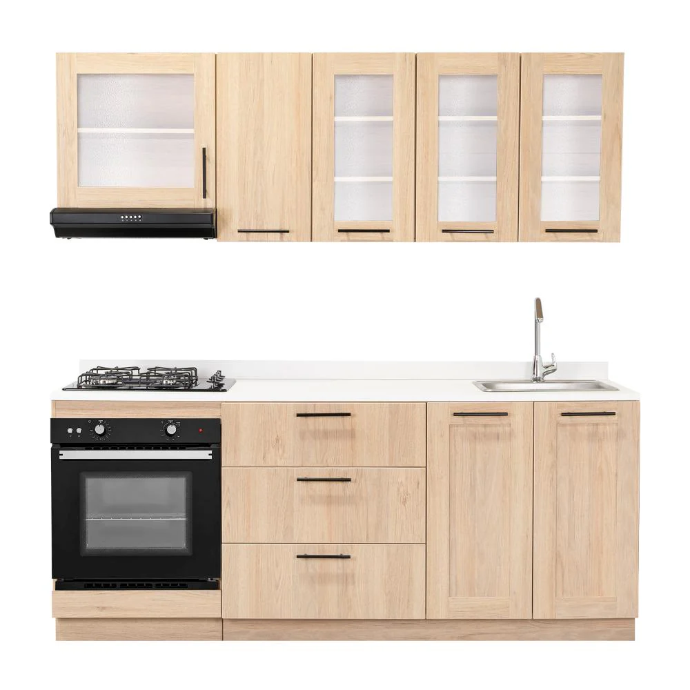 COCINA INTEGRAL ELICA, BEIGE, INCLUYE MESÓN DERECHO CON ESTUFA 4 PUESTOS A GAS + CAMPANA + HORNO - Image 3
