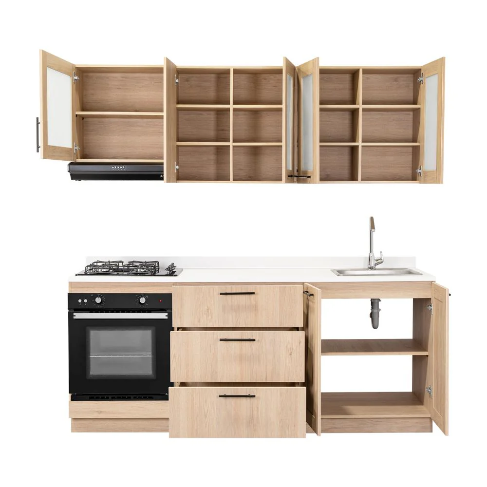 COCINA INTEGRAL ELICA, BEIGE, INCLUYE MESÓN DERECHO CON ESTUFA 4 PUESTOS A GAS + CAMPANA + HORNO - Image 4