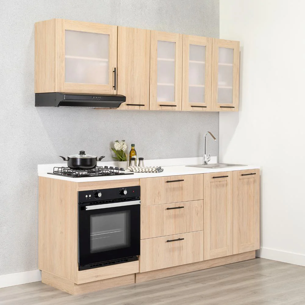 COCINA INTEGRAL ELICA, BEIGE, INCLUYE MESÓN DERECHO CON ESTUFA 4 PUESTOS A GAS + CAMPANA + HORNO - Image 5