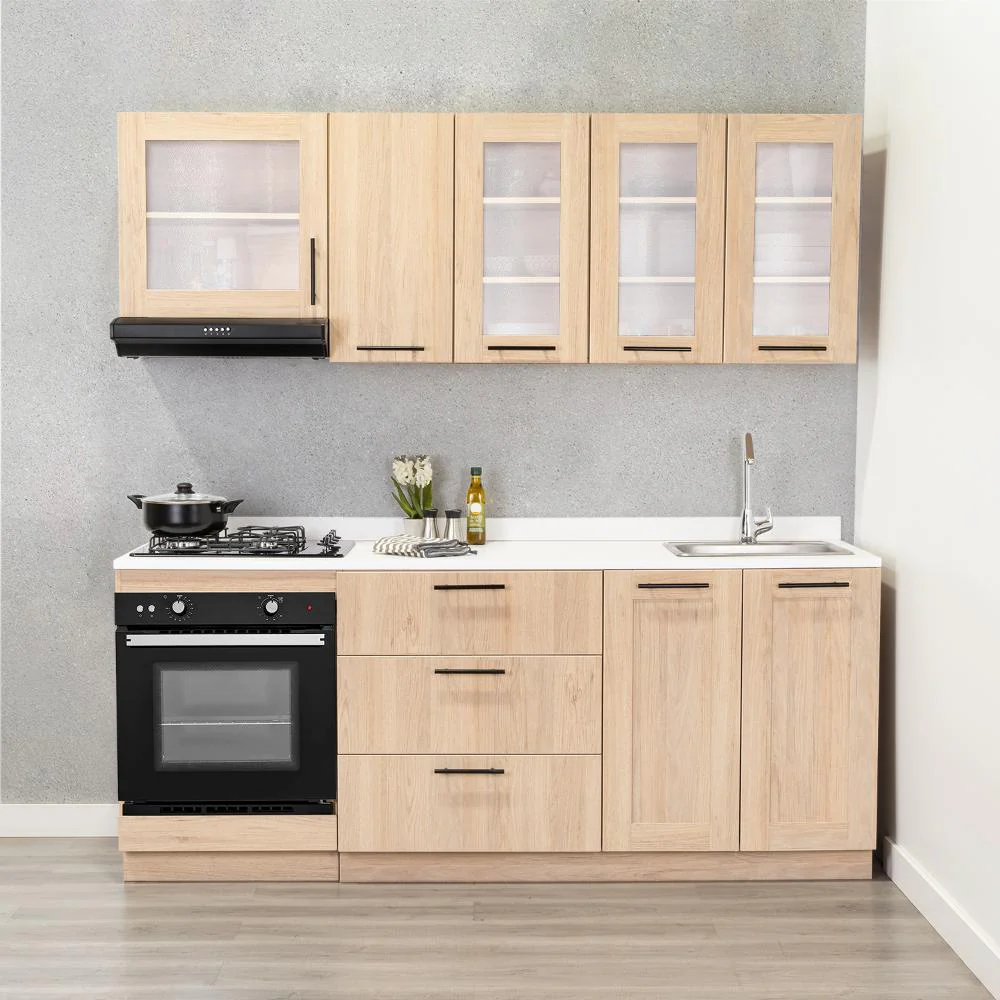 COCINA INTEGRAL ELICA, BEIGE, INCLUYE MESÓN DERECHO CON ESTUFA 4 PUESTOS A GAS + CAMPANA + HORNO - Image 7