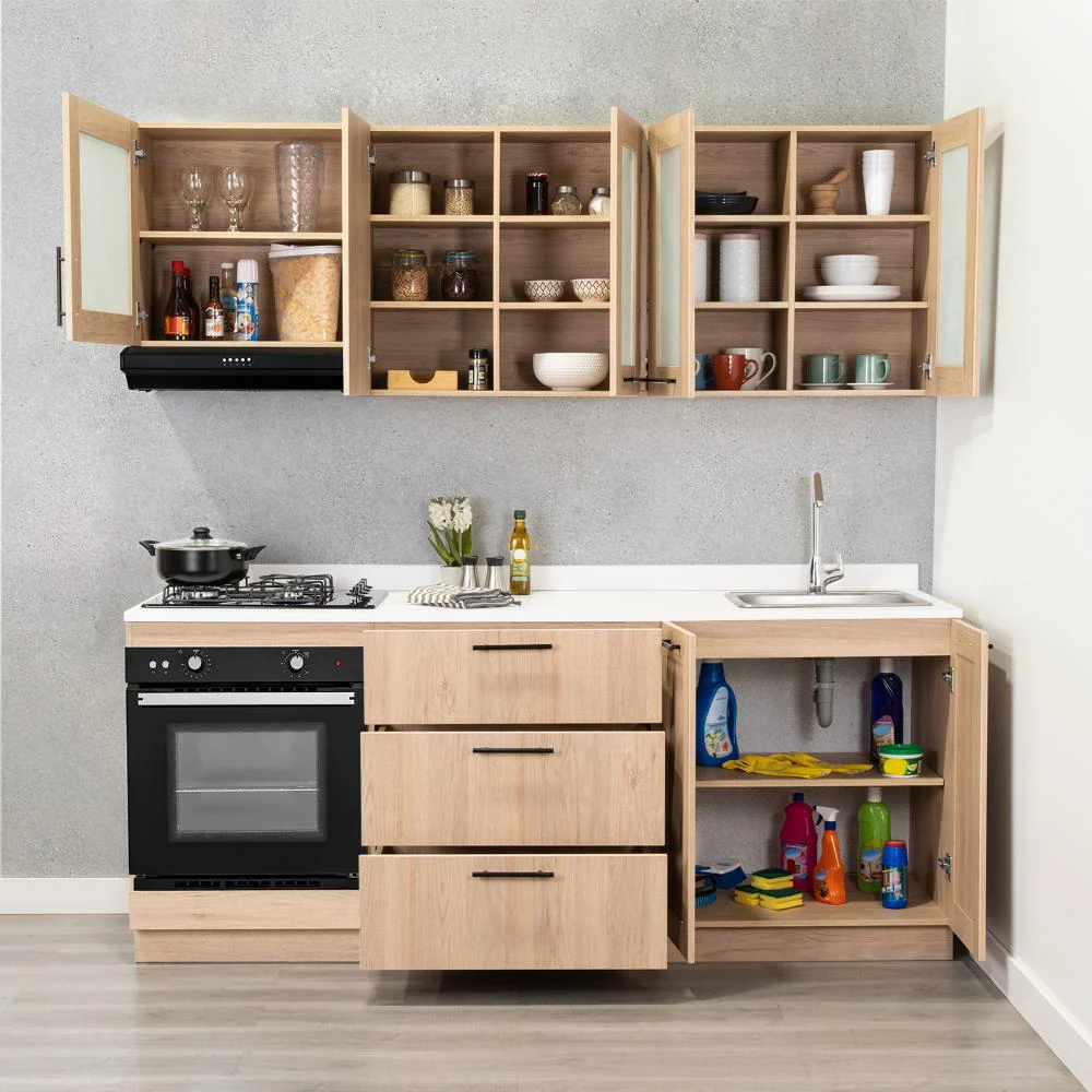COCINA INTEGRAL ELICA, BEIGE, INCLUYE MESÓN DERECHO CON ESTUFA 4 PUESTOS A GAS + CAMPANA + HORNO - Image 8