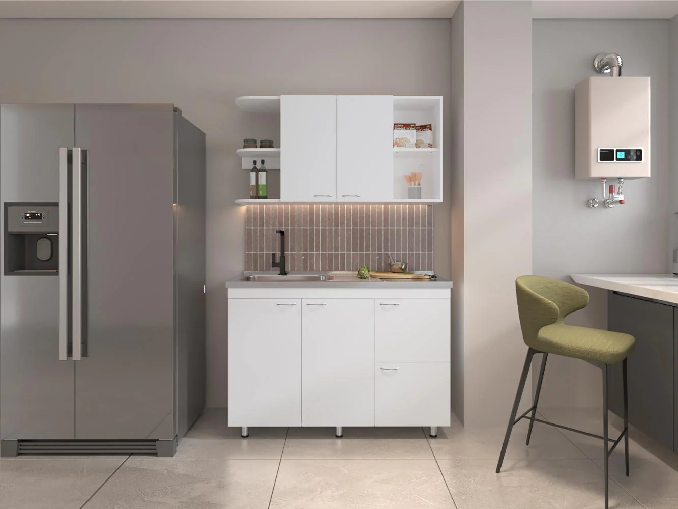 COCINA INTEGRAL GIOTTO 120, KRONOS BLANCO, INCLUYE MESÓN IZQUIERDO ZF - Image 4