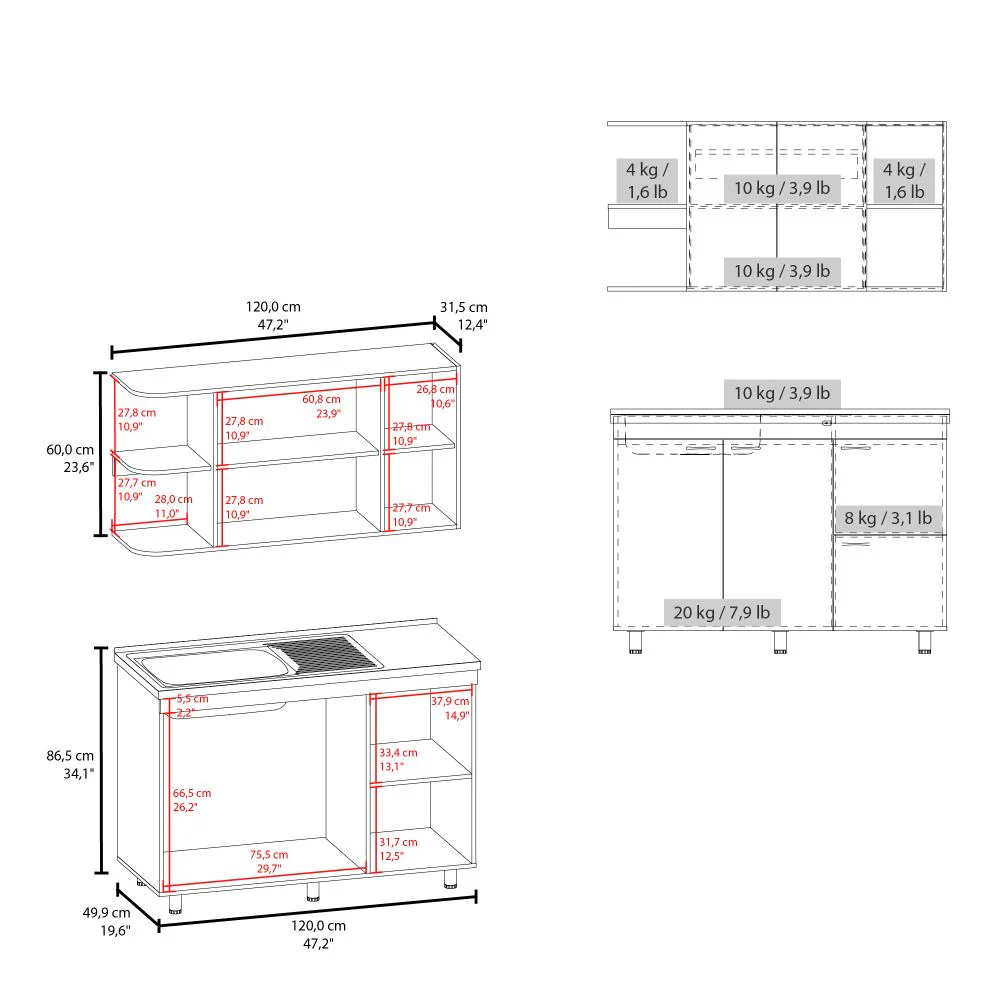 COCINA INTEGRAL GIOTTO 120, KRONOS BLANCO, INCLUYE MESÓN IZQUIERDO ZF - Image 8