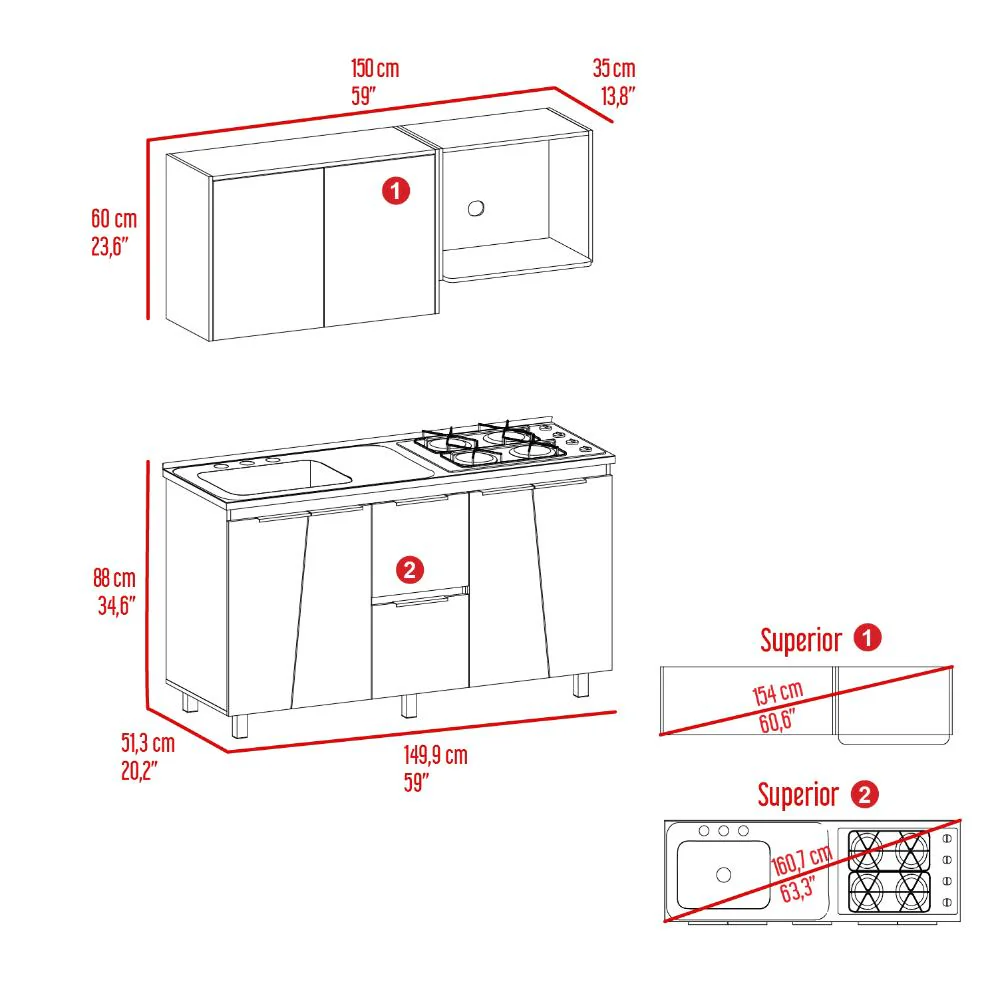 COCINA INTEGRAL NARAY, NEVADO Y PIEDRA, INCLUYE MESÓN IZQUIERDO  ZF - Image 3
