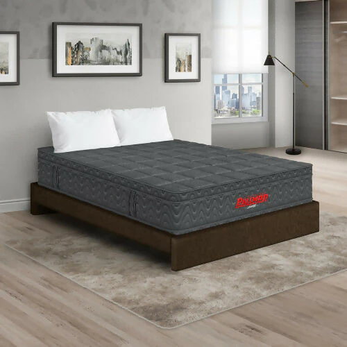COLCHÓN ORTHOPACK EURO + BASE CAMA + ALMOHADA COLOR GRIS TELA COLOR CAFE 160X190 QUEEN - Image 2