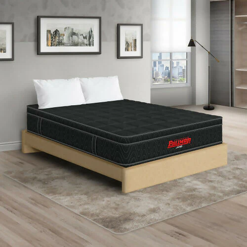COLCHÓN ORTHOPACK EURO + BASE CAMA + ALMOHADA COLOR NEGRO TELA COLOR BEIGE 160X190 QUEEN - Image 2