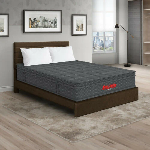 COLCHÓN ORTHOPACK EURO + CAMA LEO + ALMOHADA COLOR GRIS TELA COLOR CAFE 120X190 SEMIDOBLE - Image 2
