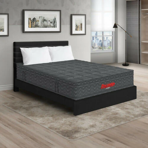 COLCHÓN ORTHOPACK EURO + CAMA LEO + ALMOHADA COLOR GRIS TELA COLOR NEGRO 160X190 QUEEN - Image 2