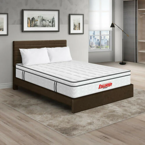COLCHÓN ORTHOPACK EURO U + CAMA LEO + ALMOHADA COLOR CLASICO TELA COLOR CAFE 100X190 SENCILLO - Image 2