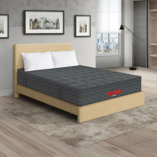 COLCHÓN ORTHOPACK EURO U + CAMA LEO + ALMOHADA COLOR GRIS TELA COLOR BEIGE 140X190 DOBLE - Image 2
