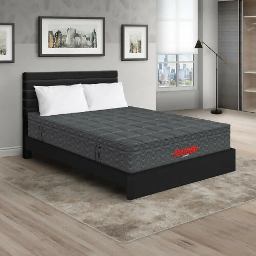 COLCHÓN ORTHOPACK EURO U + CAMA LEO + ALMOHADA COLOR GRIS TELA COLOR NEGRO 100X190 SENCILLO - Image 2
