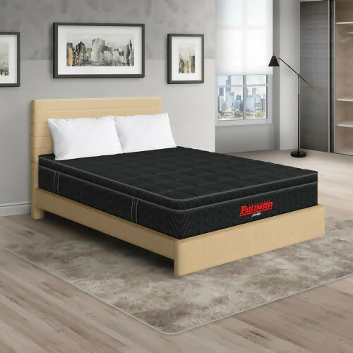 COLCHÓN ORTHOPACK EURO U + CAMA LEO + ALMOHADA COLOR NEGRO TELA COLOR BEIGE 120X190 SEMIDOBLE - Image 2