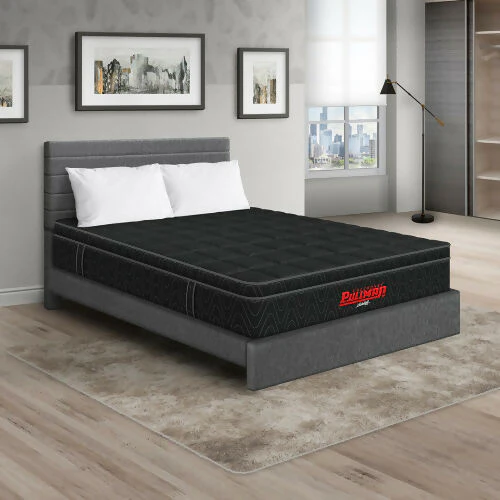 COLCHÓN ORTHOPACK EURO U + CAMA LEO + ALMOHADA COLOR NEGRO TELA COLOR GRIS 200X200 KING - Image 2