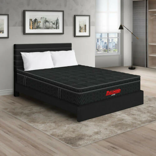 COLCHÓN ORTHOPACK EURO U + CAMA LEO + ALMOHADA COLOR NEGRO TELA COLOR NEGRO 100X190 SENCILLO - Image 2