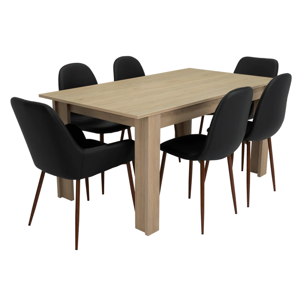 COMBO COMEDOR LIMEA, BEIGE, WENGUE Y CAFÉ CLARO, INCLUYE COMEDOR Y 6 SILLAS