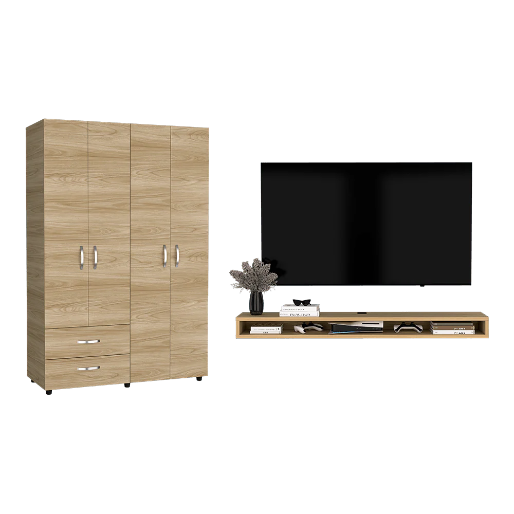 COMBO HABITACIÓN VINIS, INCLUYE CLOSET Y REPISA PARA TV FLOTANTE