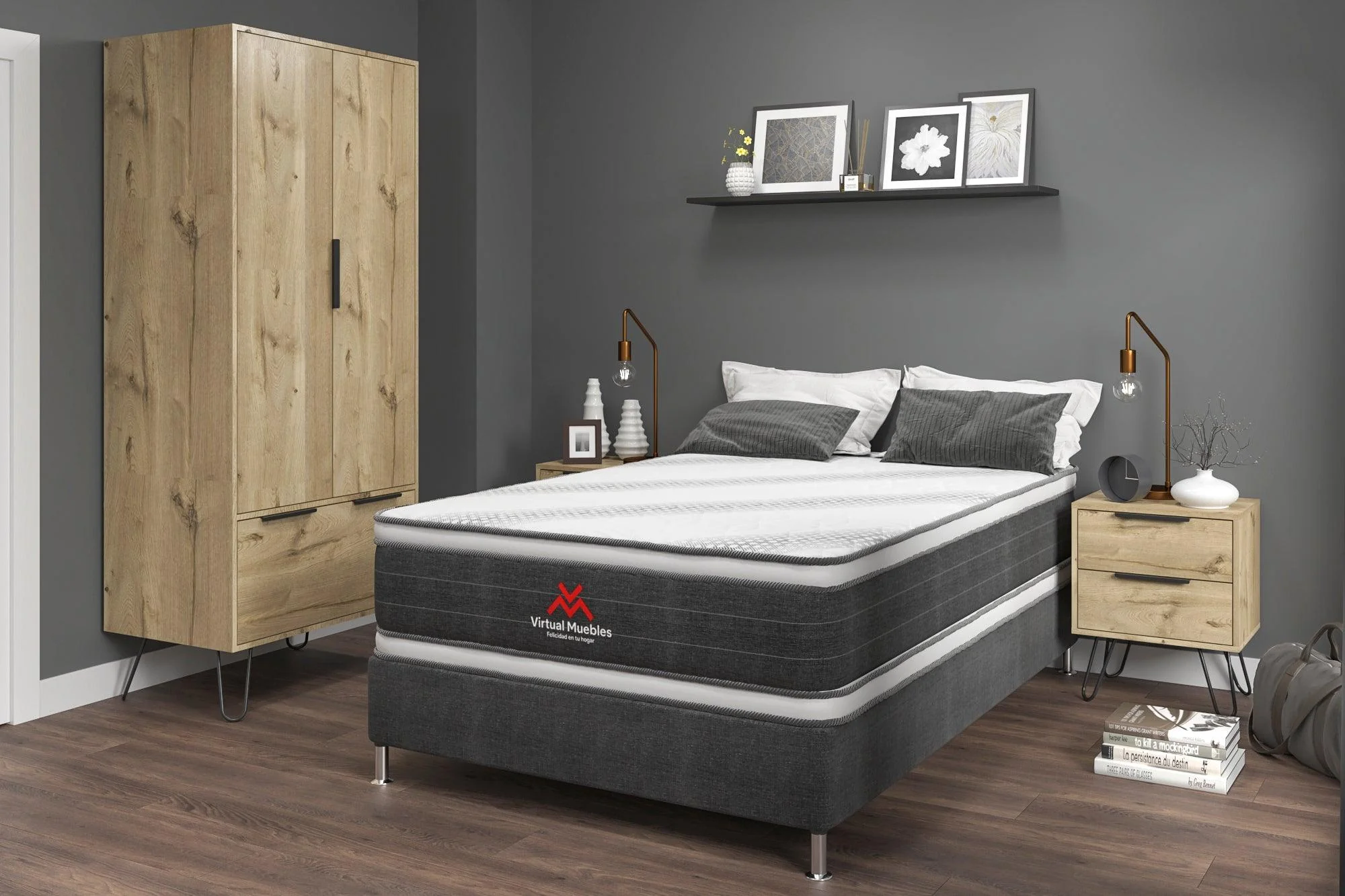 COMBO PARA HABITACIÓN JIANG, INCLUYE BASE CAMA SEMIDOBLE, COLCHÓN Y PROTECTOR - Image 8