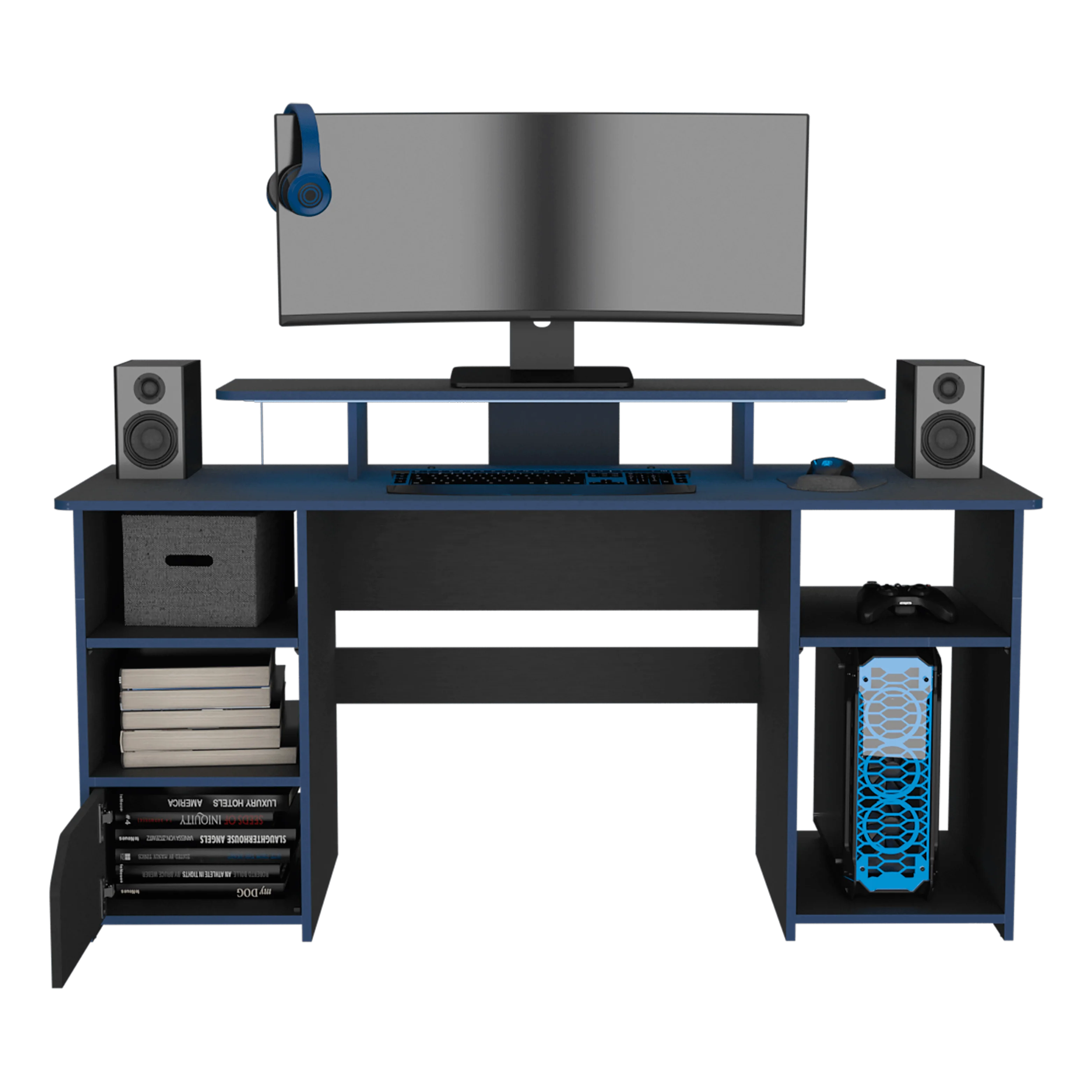 COMBO PARA OFICINA BEL, AZUL Y NEGRO, INCLUYE SILLA Y ESCRITORIO GAMER - Image 3