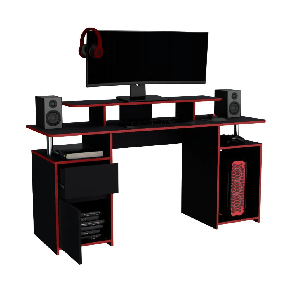 COMBO PARA OFICINA GRECI, ROJO Y NEGRO, INCLUYE SILLA Y ESCRITORIO GAMER - Image 2