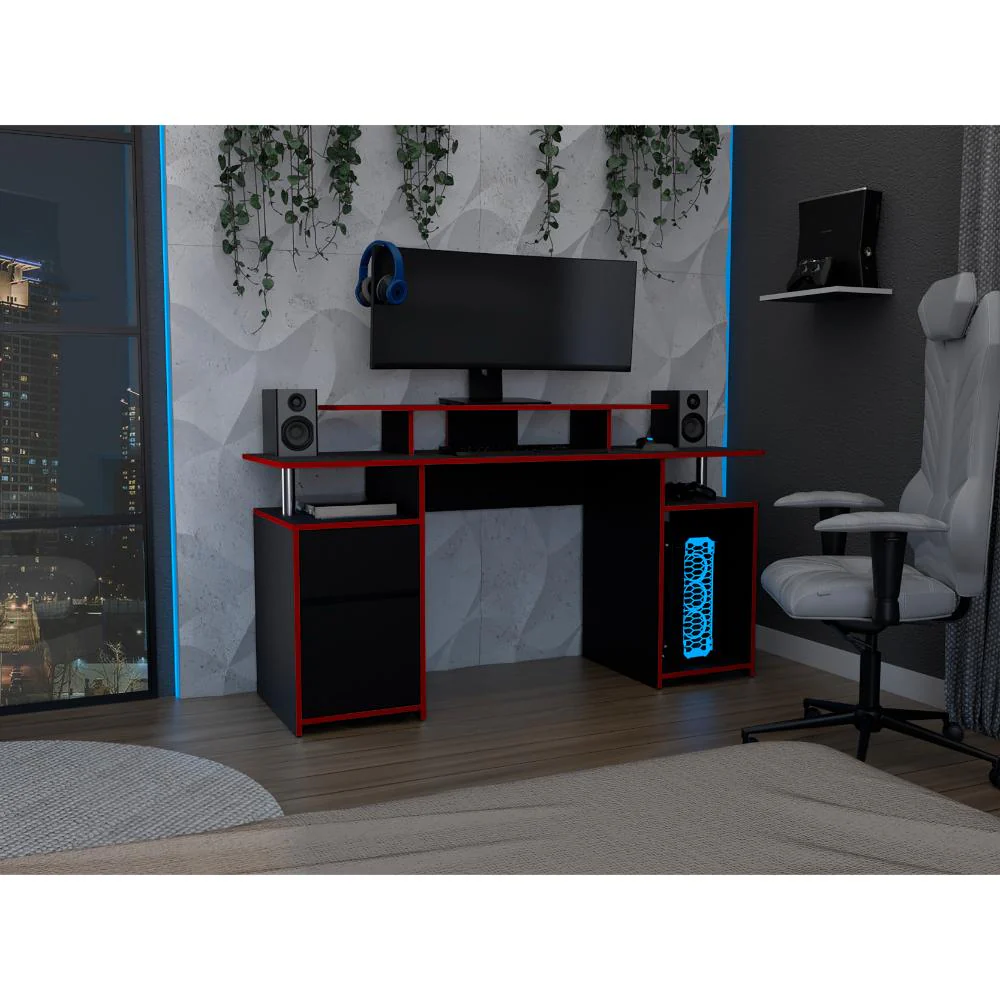 COMBO PARA OFICINA GRECI, ROJO Y NEGRO, INCLUYE SILLA Y ESCRITORIO GAMER - Image 5