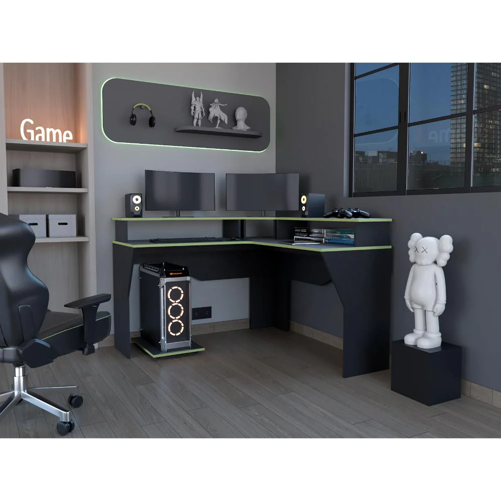 COMBO PARA OFICINA VITORINO, VERDE Y NEGRO, INCLUYE SILLA Y ESCRITORIO GAMER - Image 4