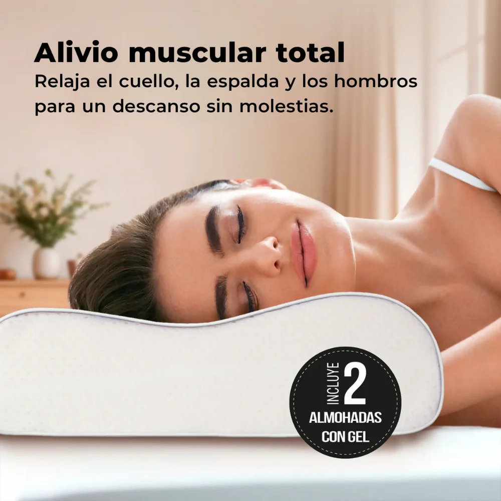 COMBO X2 ALMOHADAS ORTOPÉDICAS CON GEL REFRESCANTE Y ESPUMA VISCOELÁSTICA, TECNOLOGÍA MEMORY FOAM ENERGY PLUS, ANTIÁCAROS, ERGONÓMICAS Y FUNDA LAVABLE CON CREMALLERA - Image 3