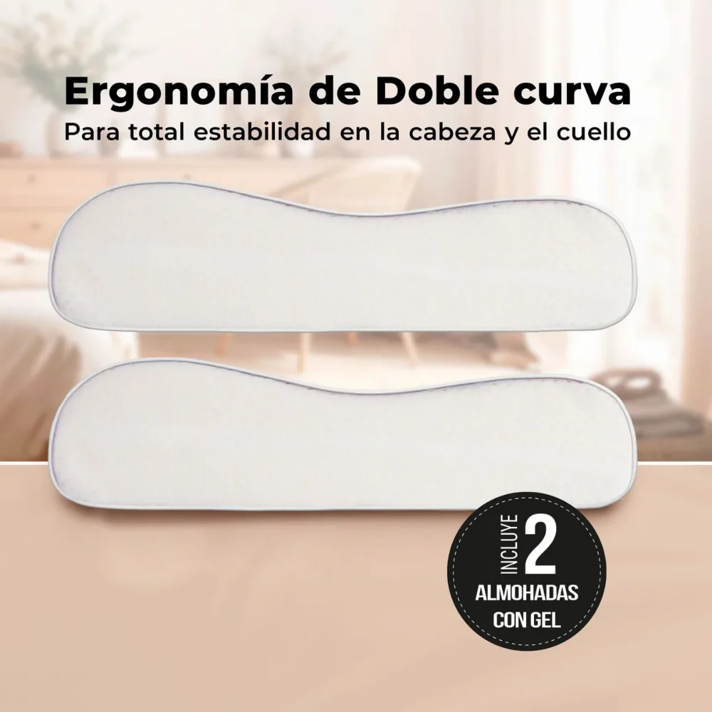 COMBO X2 ALMOHADAS ORTOPÉDICAS CON GEL REFRESCANTE Y ESPUMA VISCOELÁSTICA, TECNOLOGÍA MEMORY FOAM ENERGY PLUS, ANTIÁCAROS, ERGONÓMICAS Y FUNDA LAVABLE CON CREMALLERA - Image 4