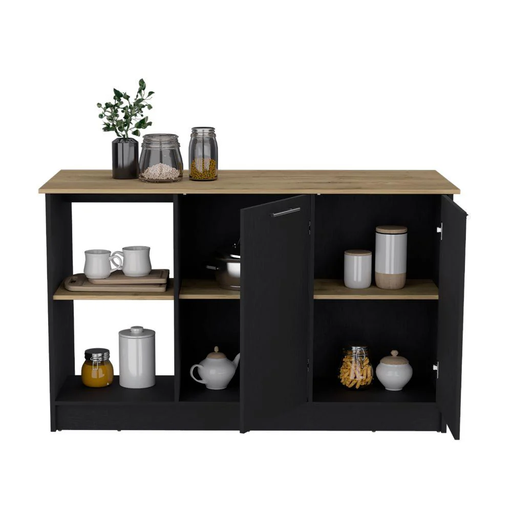 BARRA DE COCINA SAMARA, WENGUE Y MACADAMIA, CON TRES ENTREPAÑOS ZF - Image 2