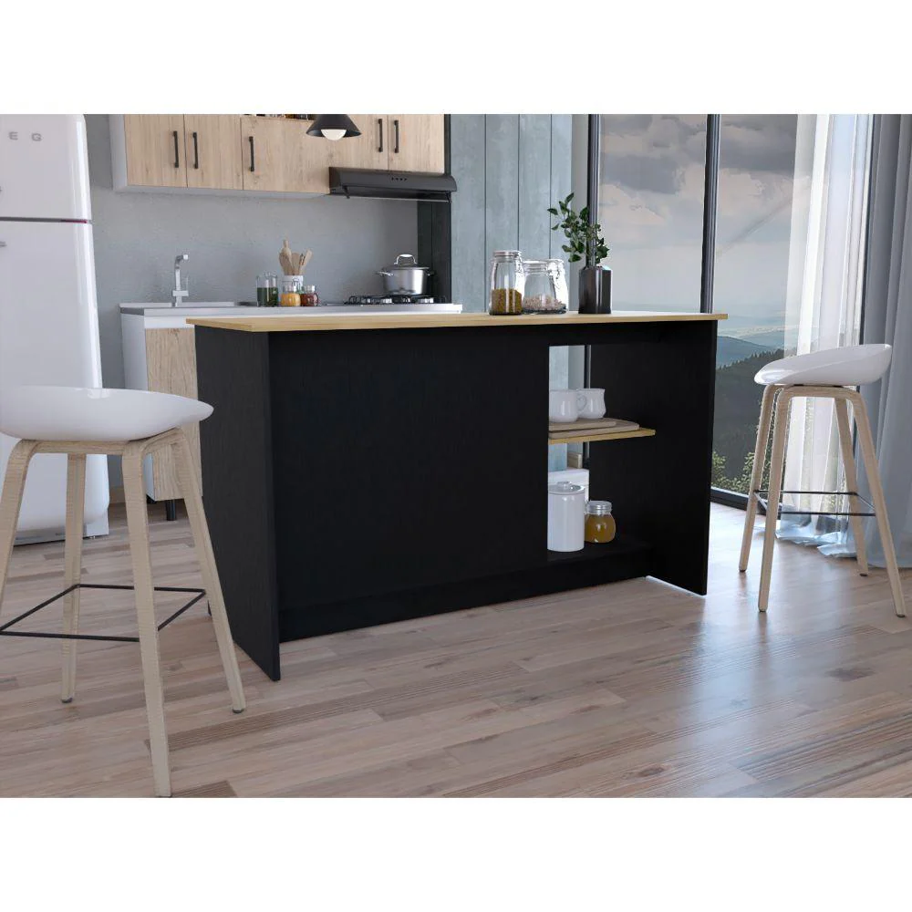 BARRA DE COCINA SAMARA, WENGUE Y MACADAMIA, CON TRES ENTREPAÑOS ZF - Image 3