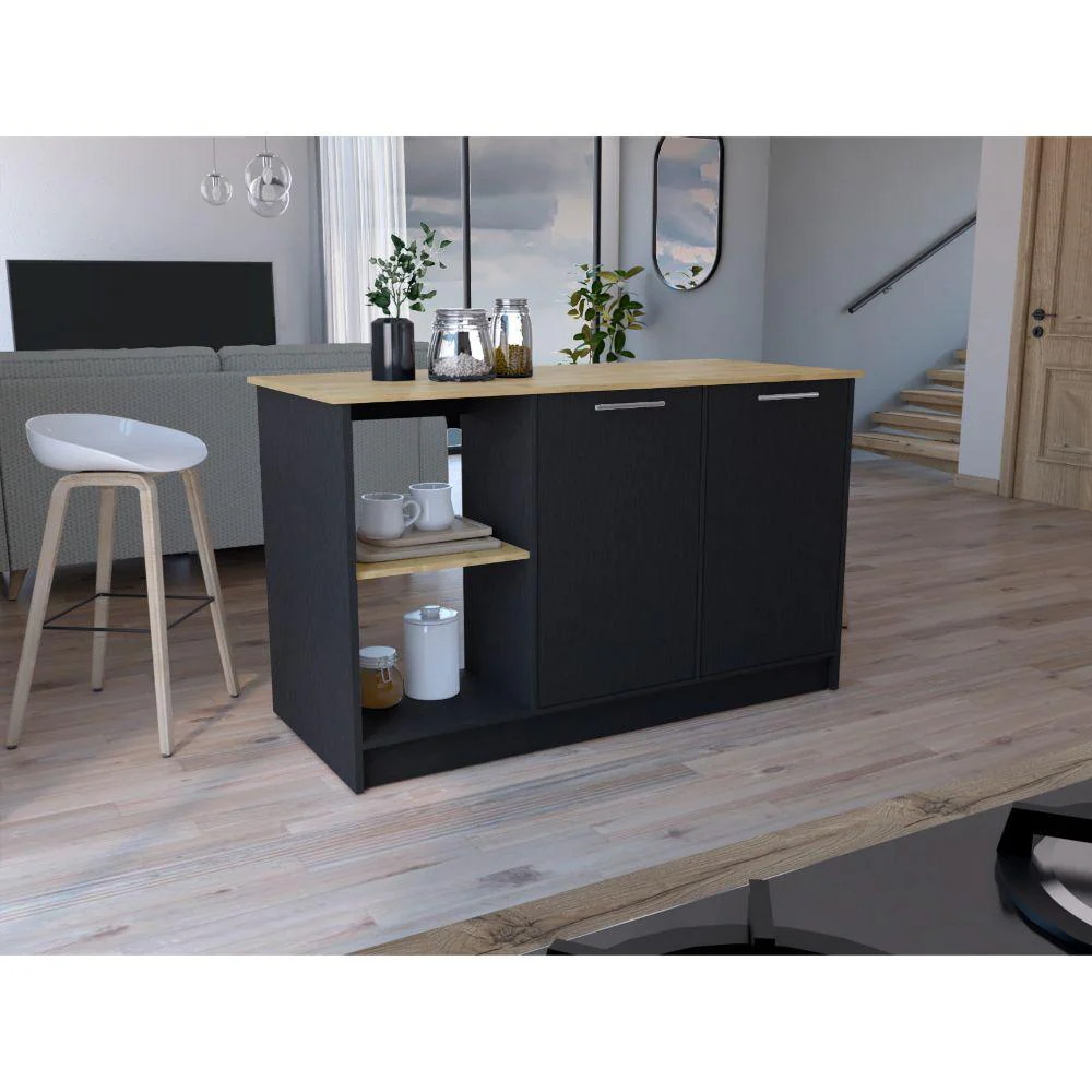 BARRA DE COCINA SAMARA, WENGUE Y MACADAMIA, CON TRES ENTREPAÑOS ZF - Image 4