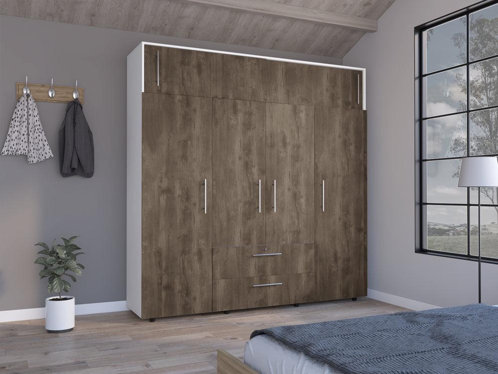 CLOSET BABEL, NOGAL Y BLANCO, CON CUATRO PUERTAS ABATIBLES Y CUATRO CAJONES MULTIUSOS - Image 5