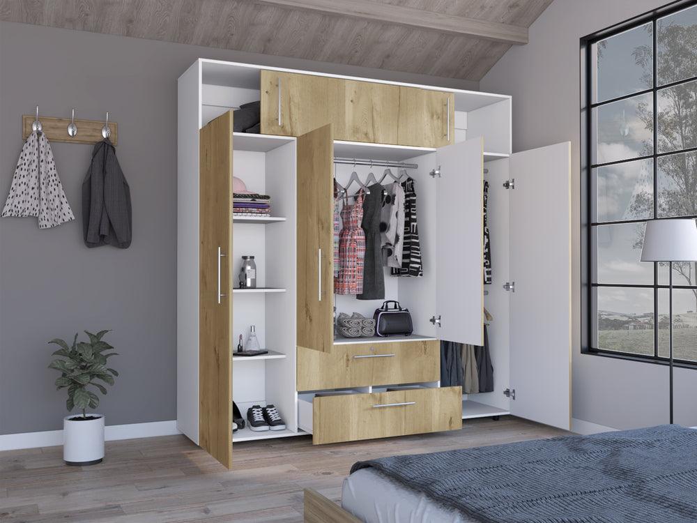 CLOSET BABEL, CAFÉ CLARO Y BLANCO, CON CUATRO PUERTAS ABATIBLES Y CUATRO CAJONES MULTIUSOS - Image 6