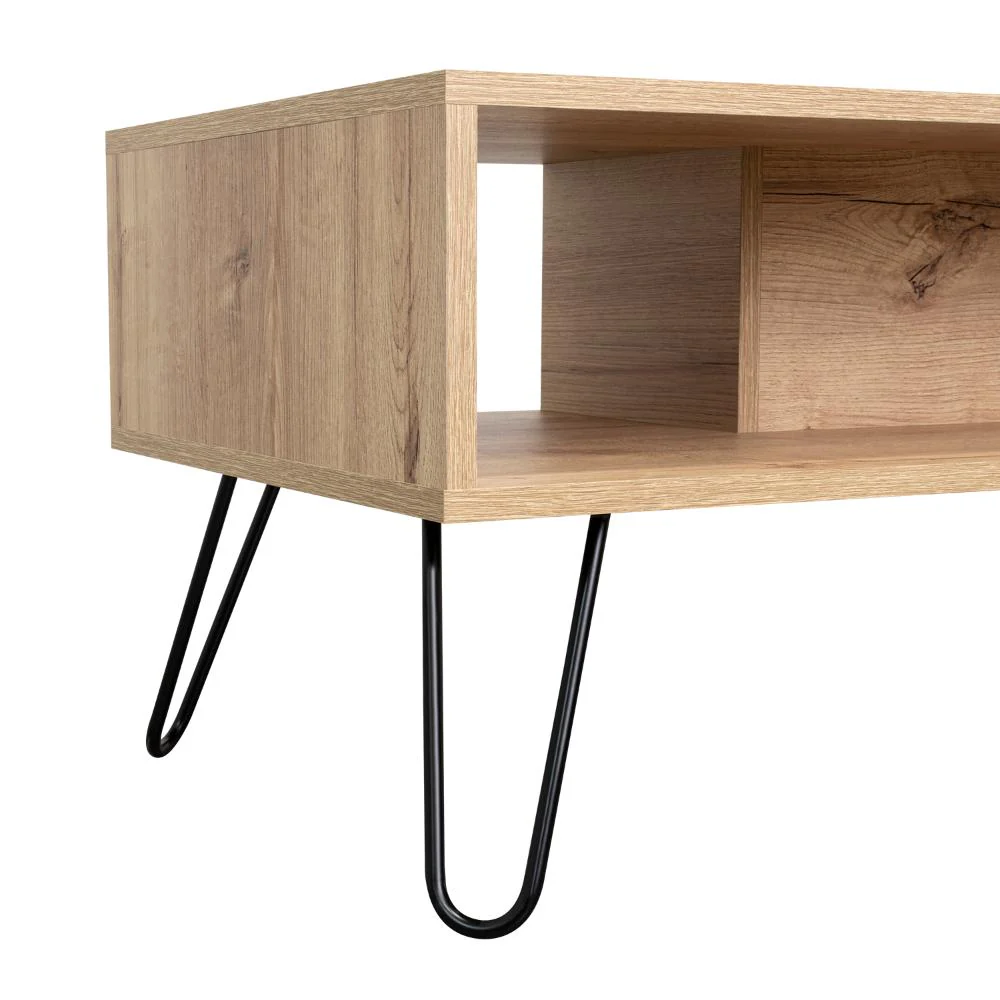 MESA DE CENTRO LARA, CAFÉ CLARO, CON AMPLIO ESPACIO Y PATAS DE ACERO - Image 6
