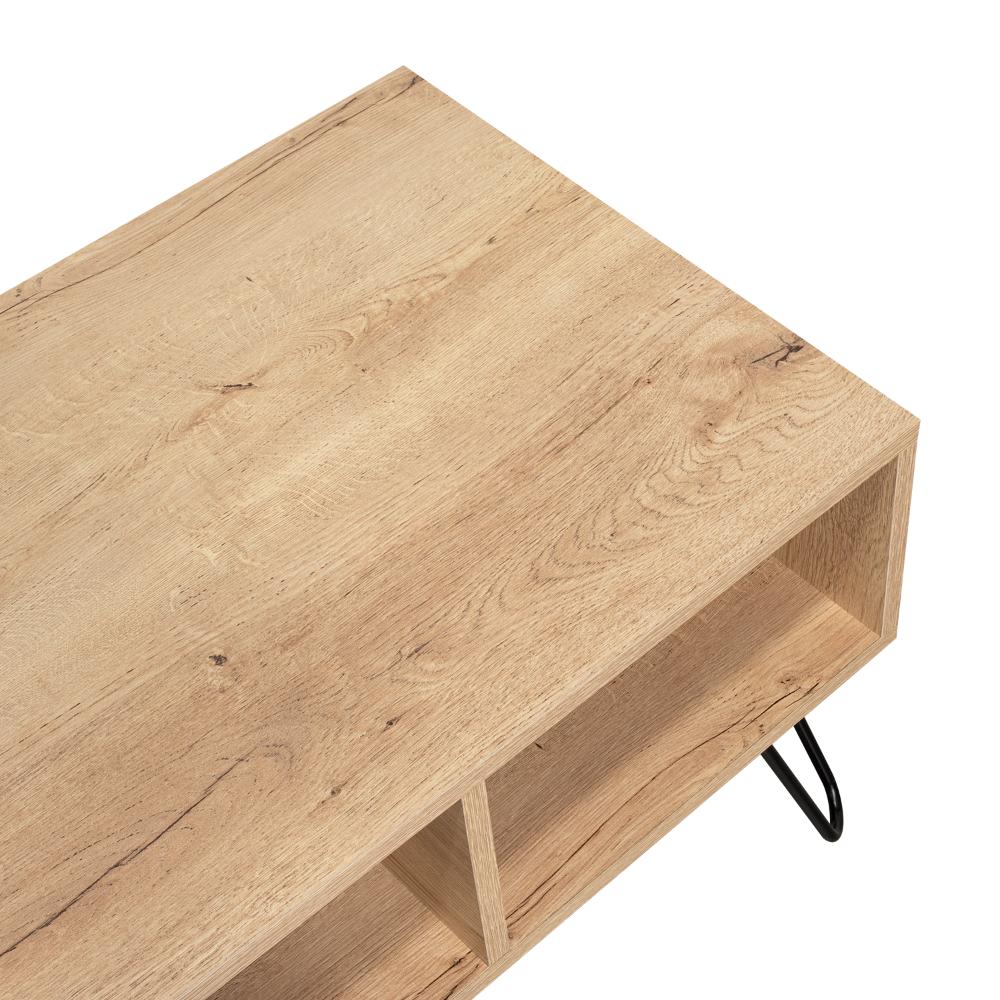 MESA DE CENTRO LARA, CAFÉ CLARO, CON AMPLIO ESPACIO Y PATAS DE ACERO - Image 8