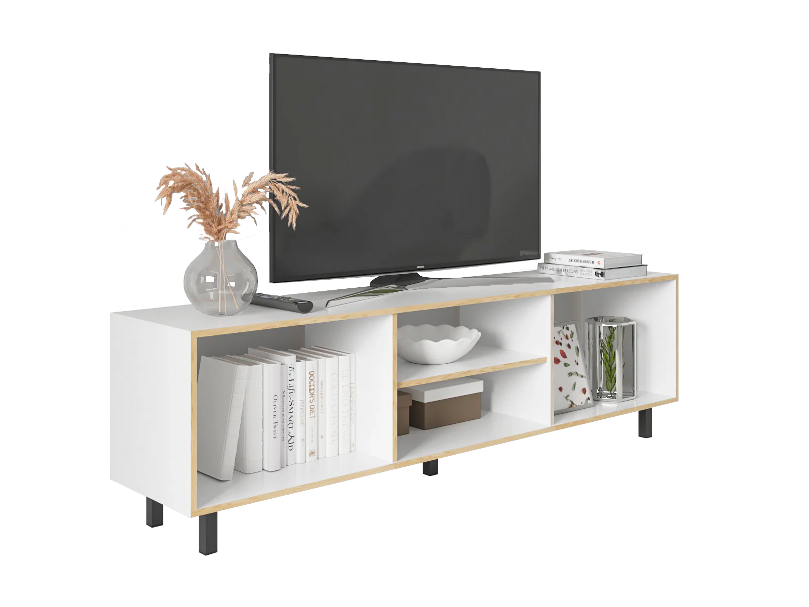 COPIA DE MESA PARA TV TUNEZ BLANCO Y CAFÉ CLARO PARA TELEVISOR HASTA 70 PULGADAS - Image 3