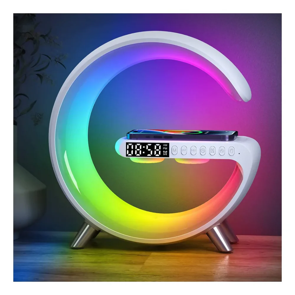 DESPERTADOR DIGITAL ESTACIÓN DE CARGA INALÁMBRICO RGB RELOJ BLANCO - Image 2