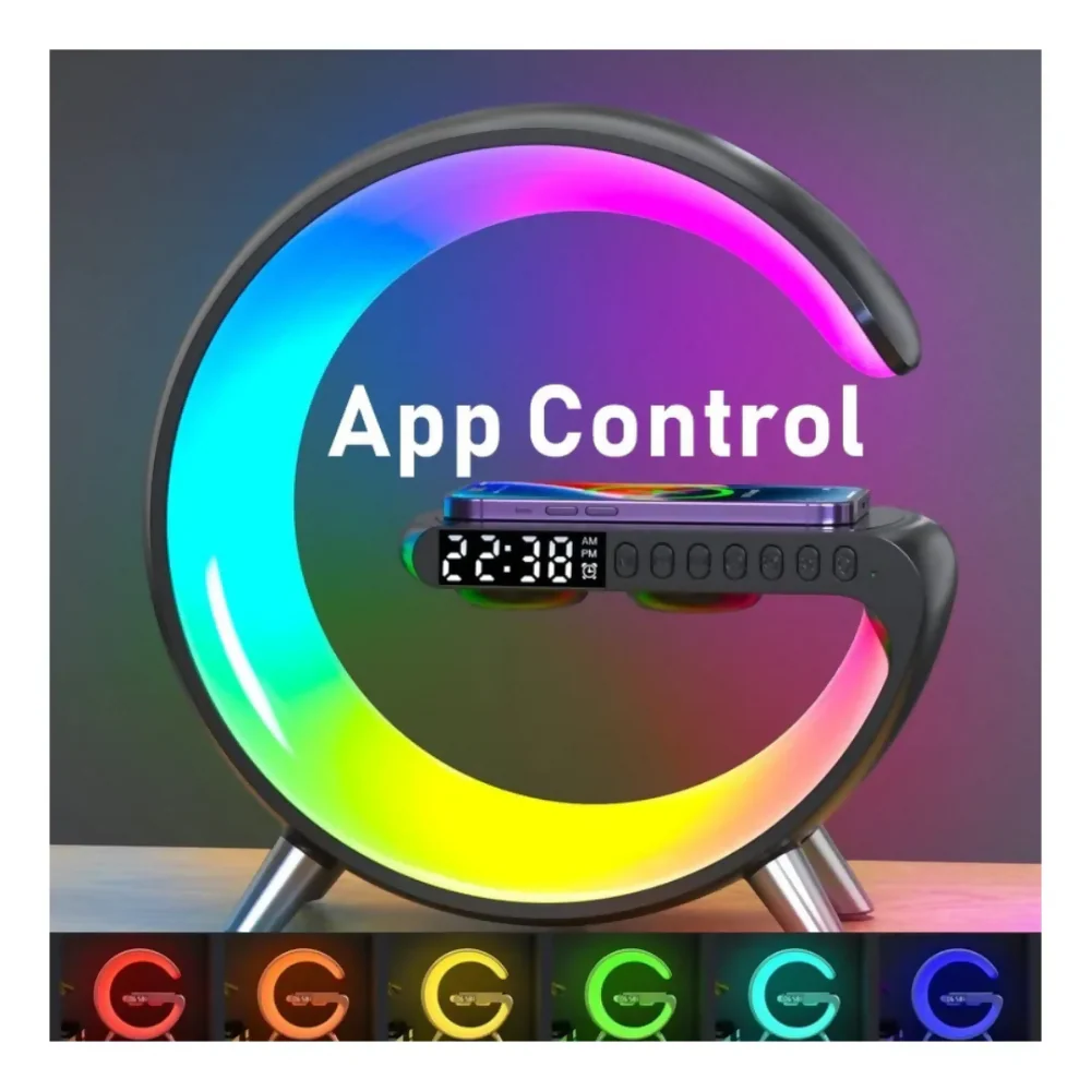DESPERTADOR DIGITAL ESTACIÓN DE CARGA INALÁMBRICO RGB RELOJ BLANCO - Image 3