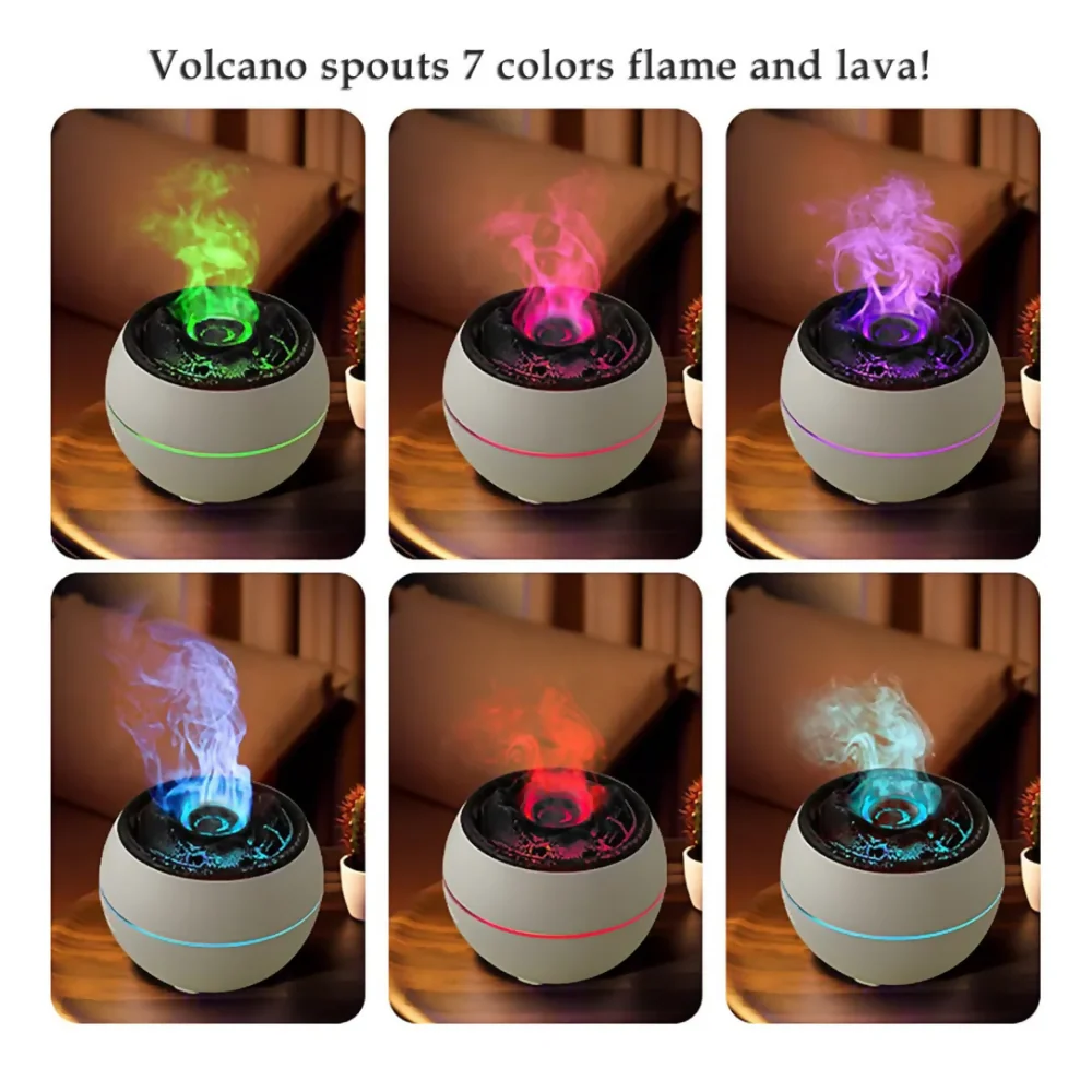 DIFUSOR AROMÁTICO VOLCÁN EFECTO LAVA FUEGO HUMIDIFICADOR MADERA - Image 3